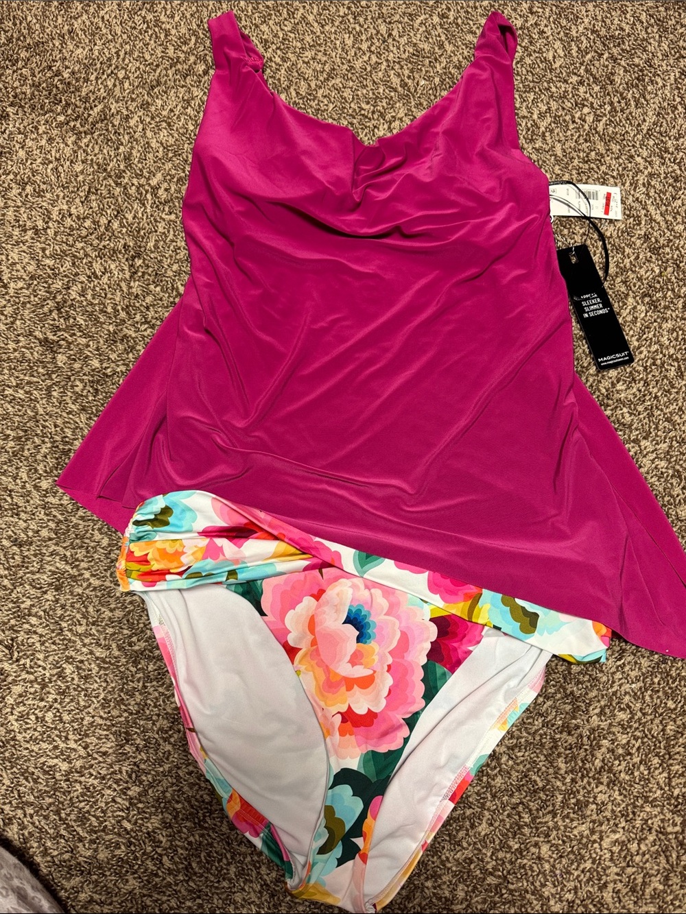 Magicsuit NWT 12  Magenta Tankini top with Gibson Latimer XL Floral Bottom